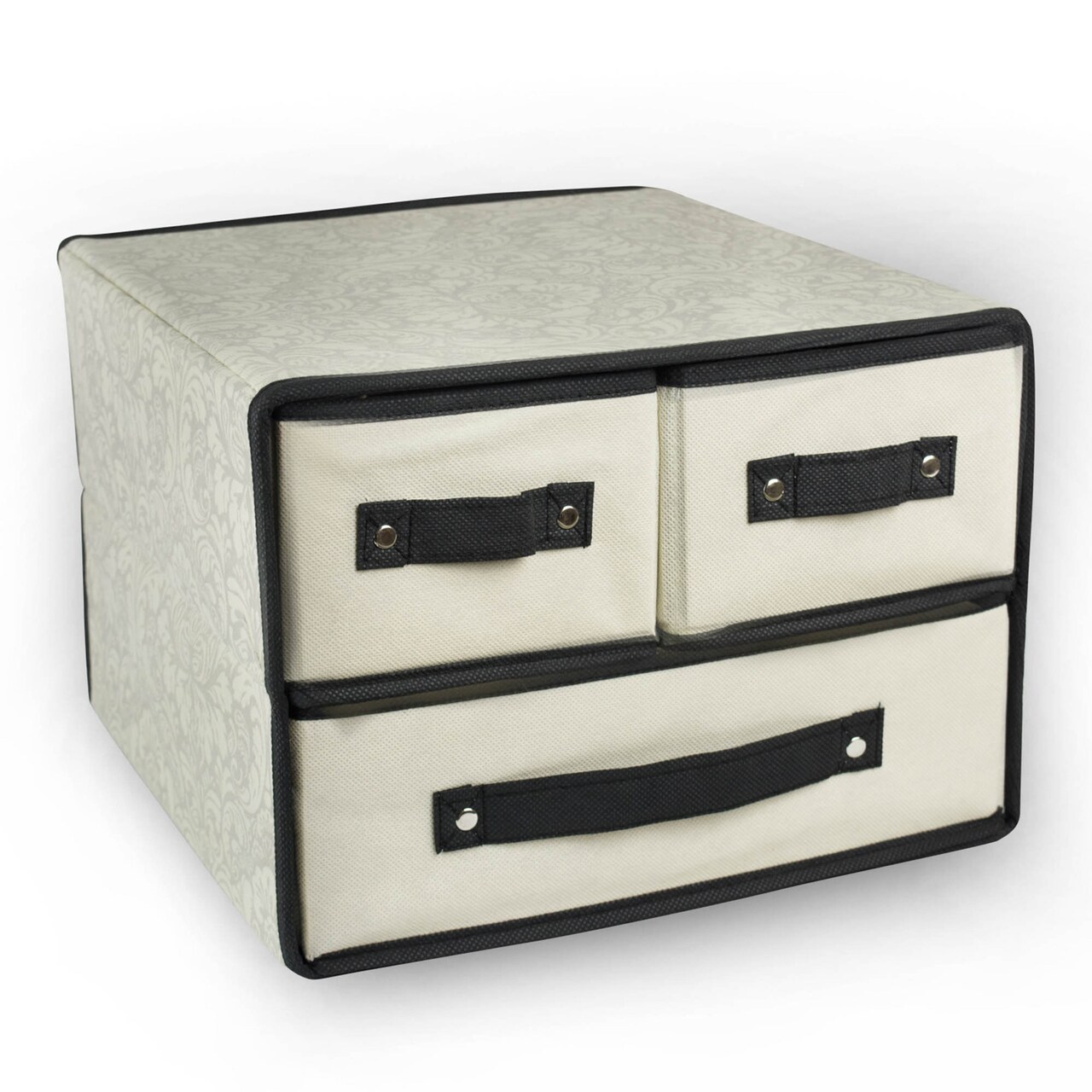 Contemporary Home Living 12" Gray and Black Storage Bin Box with Drawer Closet